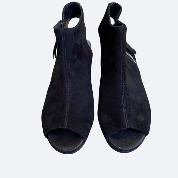 Munro NAKITA Leather Suede Boot Bootie Size 7.5M Black Heel Open Retail $220 EUC - Picture 2 of 10